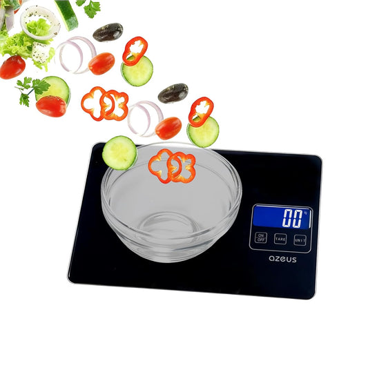 AZEUS Food Scale with USB Rechargeable, Digital Kitchen Scale with 6 Units, High Precision to 0.04 oz /11lbs Capacity, Weight Range from 3g-5000g (White)