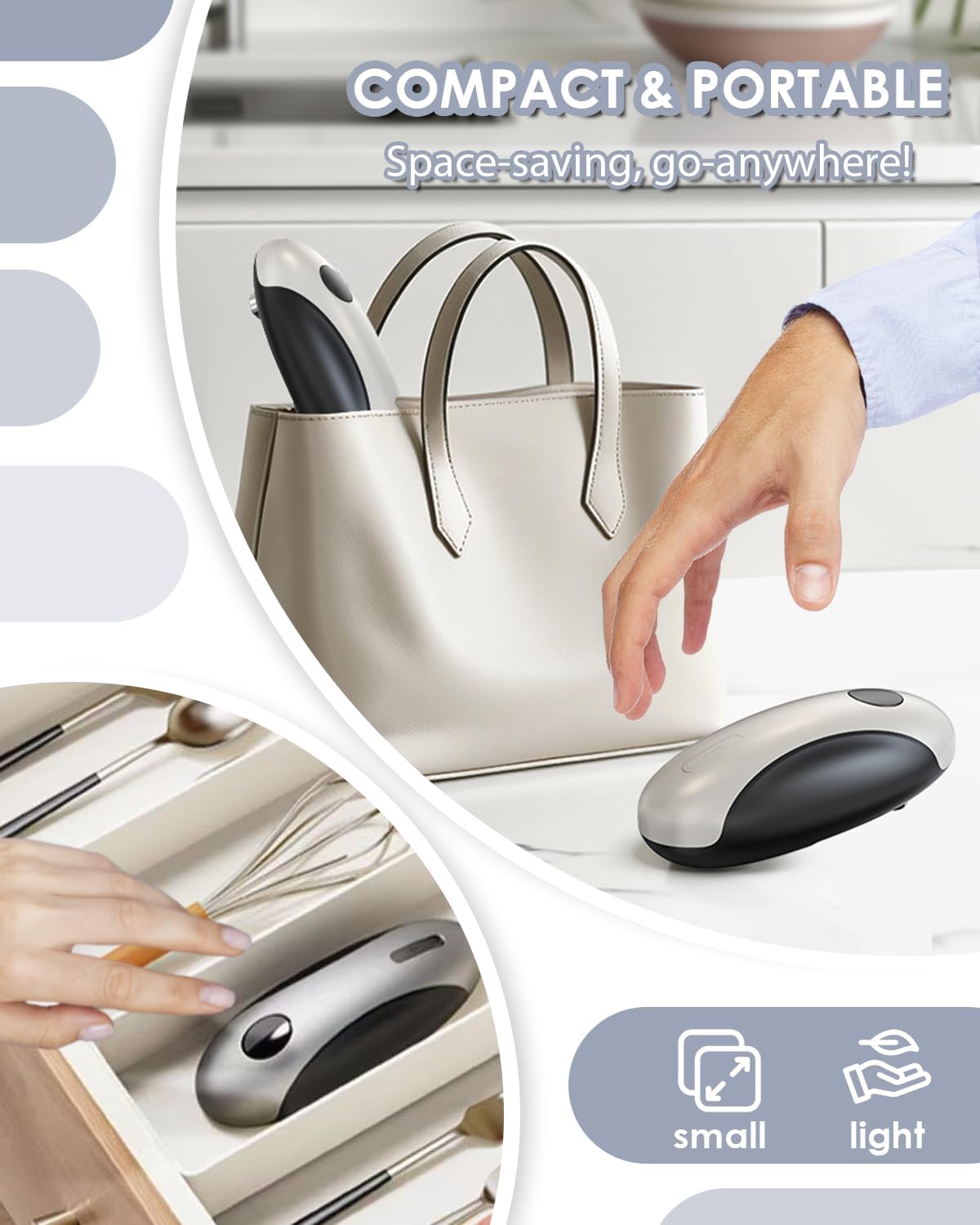 Electric Can Opener for Seniors - One Touch Automatic Kitchen Gadget, Smooth Edge Design for Safety & Arthritis-Friendly Use, Works with All Can Sizes