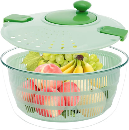 PP Salad Spinner, Multi-Use Basket, 4.22 QT Large Capacity Salad Washer Labor Saving Lettuce Spinner Multiple Water Outlet Lettuce Drainer for Household(Green)