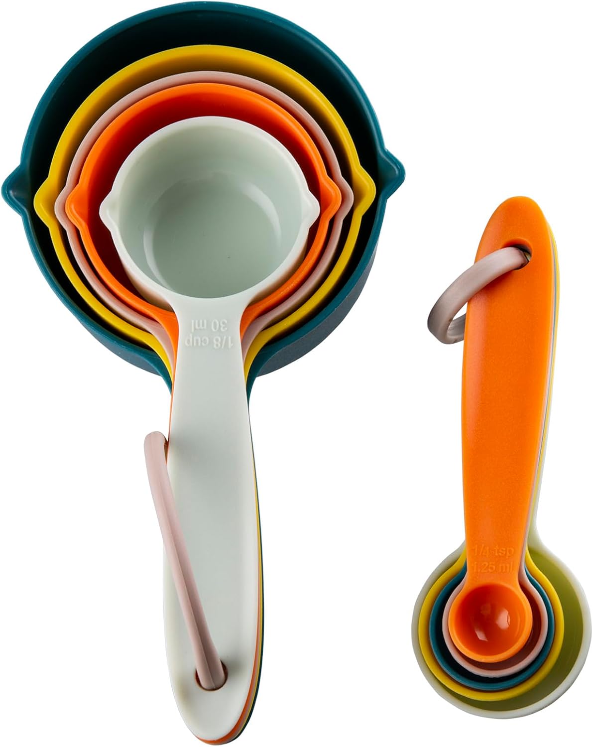 Plastic Measuring Cups and Spoons Set of 11, Kitchen Measuring Cups and Spoons Set for Dry & Liquid Ingredients, 5 Measuring Cups & 6 Measuring Spoons Set for Cooking & Baking Color Pink
