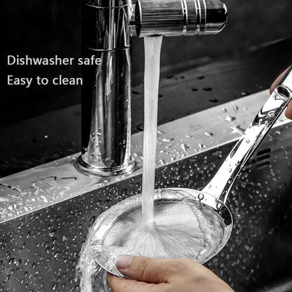 Sieve Fine Mesh Strainer Set Stainless Steel Metal Flat Cooking Skimmer Ladle Colander With Handle Food Strainer Kitchen Tools For Kitchen Baking Oil Filter Flour Sifter Foam,L M Small 3Pack