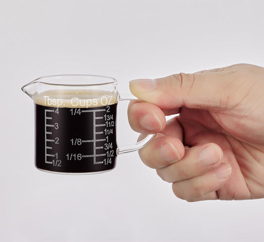 Ackers Etched Graduated Glass Measuring Cup - [Insulated Handle | V-Shaped Spout] - High Borosilicate Glass Measuring Cup for Kitchen or Dining, Easy to Read, 500 ML (16 Oz, 2 Cup)