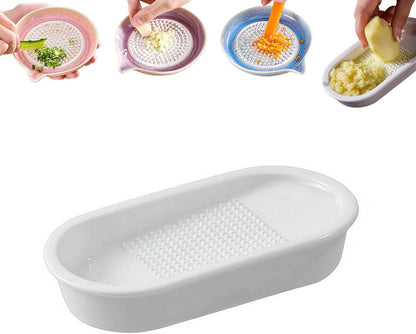 Premium Ceramic Garlic Grater Plate,Exquisitely Handcrafted Ginger Grater Plate,Modern Design Multipurpose Grinder Plates Burnishing Machine for Fruits Vegetables Ginger Garlic Onion (White)