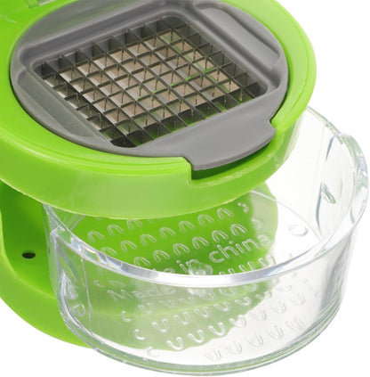 PRETYZOOM 1PC Mini Garlic Chopper with Container, Manual Garlic Press with Stainless Steel Blade, Handheld Mincer Presser Kitchen Gadget- 2.5x2.5x2.9''