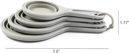 French Culinary Institute Premium 4-Piece Collapsible Measuring Spoon Set, Gray