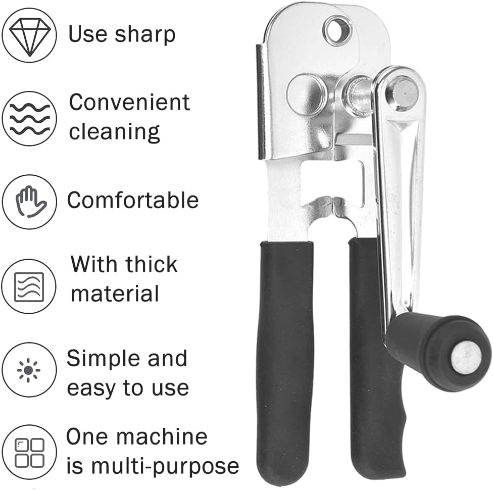 Commercial Can Opener,Heavy Duty Hand Crank Can Opener,Stainless Steel Manual Can Opener,Durable Bottle Opener,Handheld Can Opener for Kitchen,Camping,Picnic,Bar,Restaurant
