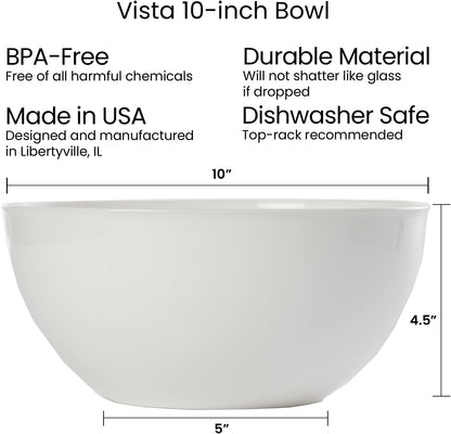 US Acrylic Vista Clear Plastic Salad and Serving 10-inch Bowls | set of 3 | Reusable, BPA-free, Made in the USA | 135 oz. capacity