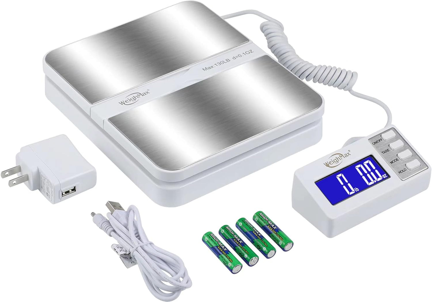 Weighmax W-2809 90 LB X 0.1 OZ Durable Stainless Steel Digital Postal Scale, Shipping Scale With AC adapter, 1 Pack