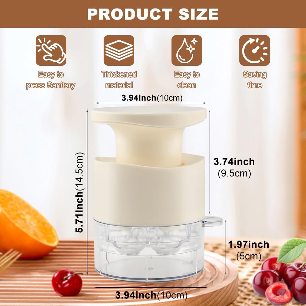 7-Hole Cherry Pitter, Multi-Function Pitting Tool, Quick Release Multi Cherries Stoner Pitter 7-in-1, Fruit Pit Remover for Making Jam Cherry Dishes, Saving Time & Effort(COLOR:Beige)