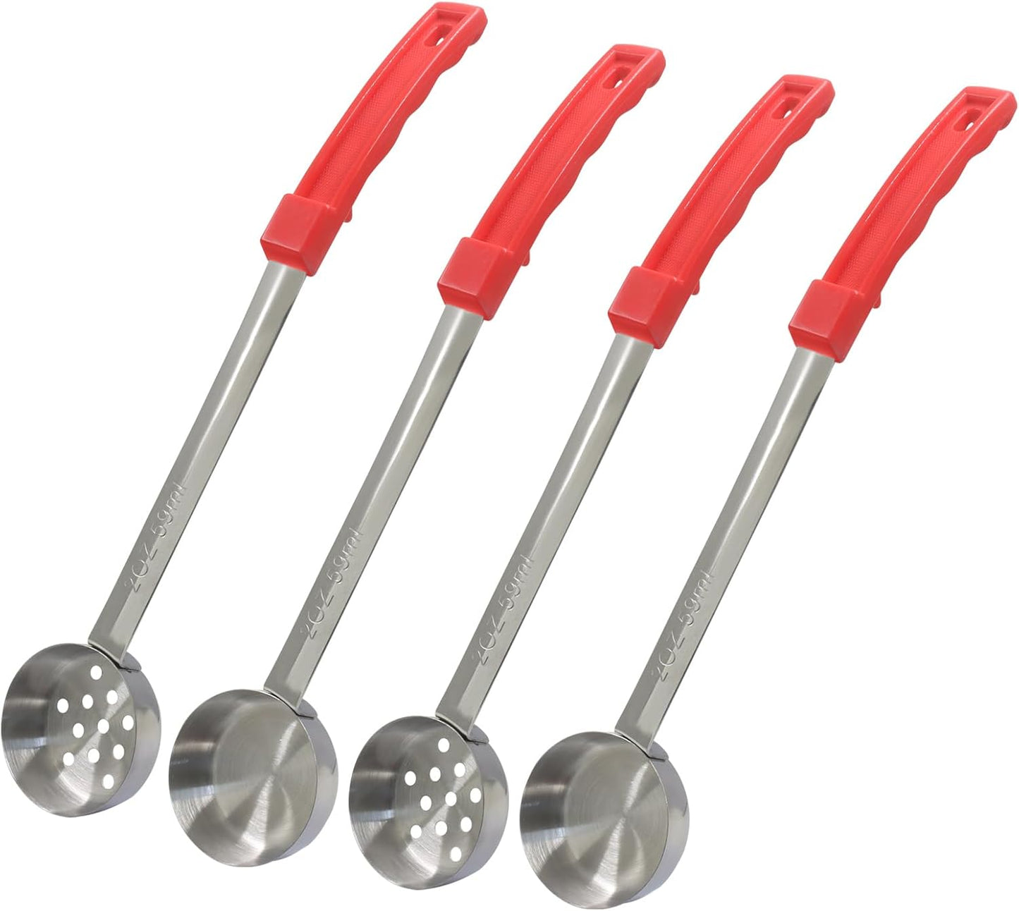Hordion 4 Pcs Portion Control Serving Spoons Ladle Scoops, Food Measuring Ladle Utensils Proportion Manage Slotted and Unslotted Scoops for Weight Loss(Blue, 8oz)