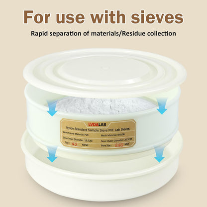 PVC Nylon Lab Sieve 80 Mesh(0.2mm), LVDALAB 7.9Inch(20cm) Diameter Sample Sifter Strainer for Industrial Lab Home