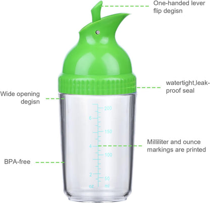 Lemecima 3 Pack Salad Dressing Shaker Container, Homemade Salad Dressing Bottle Mixer Measure,Dripless Pour, Soft Grip, BPA Free