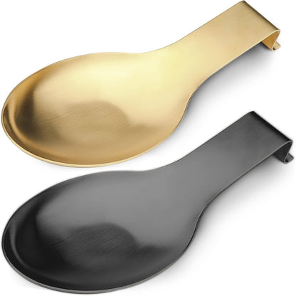 VanlonPro Stainless Steel Spoon Rest, Spatula Ladle Holder, Stainless Steel Utensil Spoon Rest Holder, Brushed Finish, Dishwasher Safe 9.8 x 3.7 Inch (Silver 1PC)