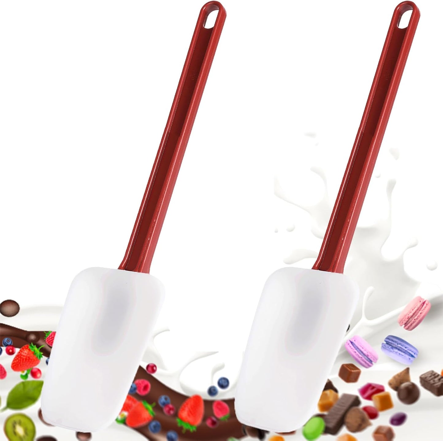 Flexible Rubber Spatulas, Silicone Spatula Set, Soft Rubber Spatula Scraper 9.5 Inches, Commercial Spatula, Silicone Scraper Spatula,Spatulas Set Resistant to 500℉ (2 Scrapers 9.5")