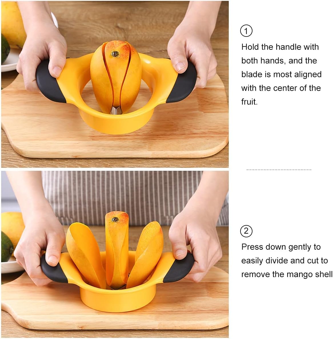 Mango Slicer, Mango Splitter, Mango Cutter with Stainless Steel Blade, Mango Pit Remover Tool, Mango Divider with Ergonomic Rubber Grip Handle, Easy Remove Pit and Divide