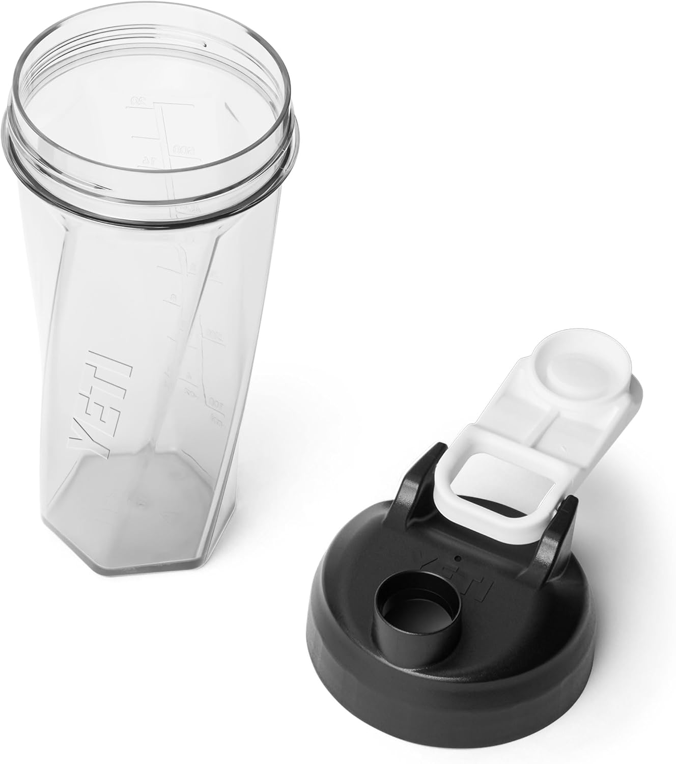 YETI Yonder Helimix Vortex Blender Shaker Bottle Holds up to 20oz | No Blending Ball or Whisk | USA Made | Portable Pre Workout Whey Protein Drink Shaker Cup | Dishwasher Safe, Clear