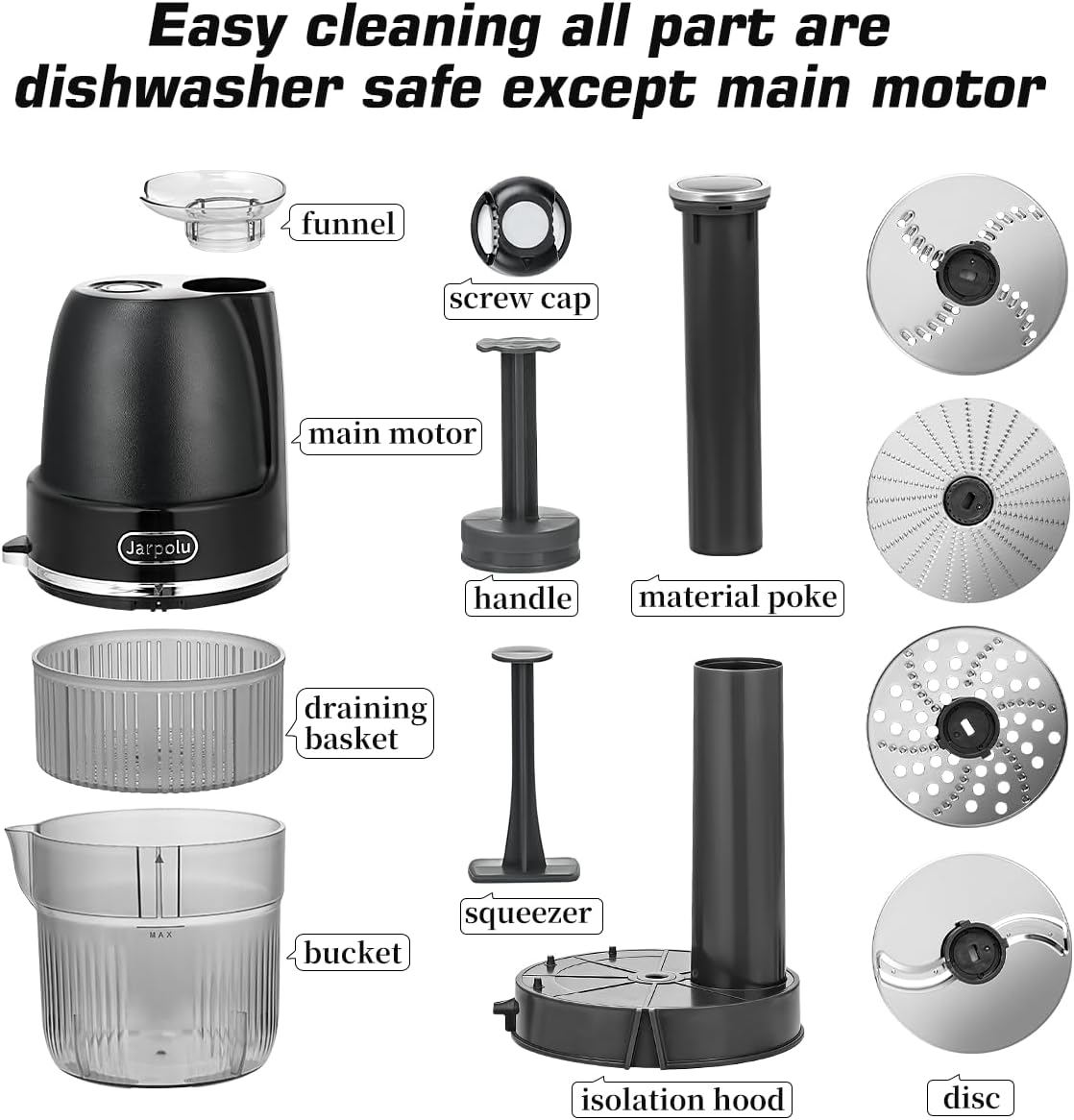 4 in 1 Electric Cheese Grater, Multifunctional Food Processing Machine, Labor-Saving Potato Shredder, Home Kitchen Vegetables Chopper, Suitable for Spice Veggies Fruits Nuts Biscuit, Black