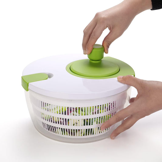 4qt Salad Spinner Vegetable Dryer, Green Glaze, Height 6.54in, Weight 1.55lb, BPA free