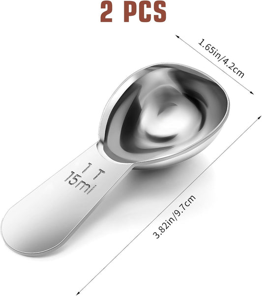 1 Tbsp Scoop Coffee Scoop, 1 Tablespoon Measuring Spoons(15ml), 18/8 Stainless Steel Short Handled Measure Scooper for Calculateing and Grinding Coffee Tea Sugar Christmas Kitchen Gift Jar Beans