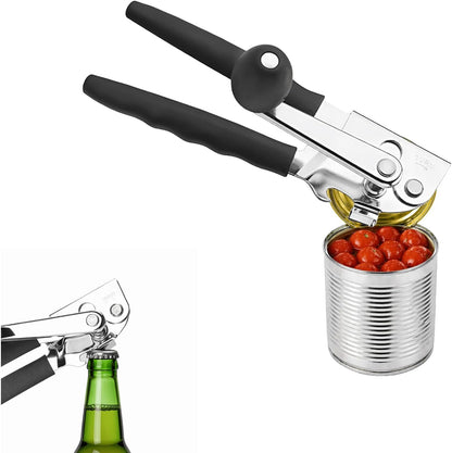 Commercial Can Opener Heavy Duty, Hand Can Opener Manual, Stainless Steel for Restaurant and Home, Black Swing Grips,for Most Bulk Size Cans.