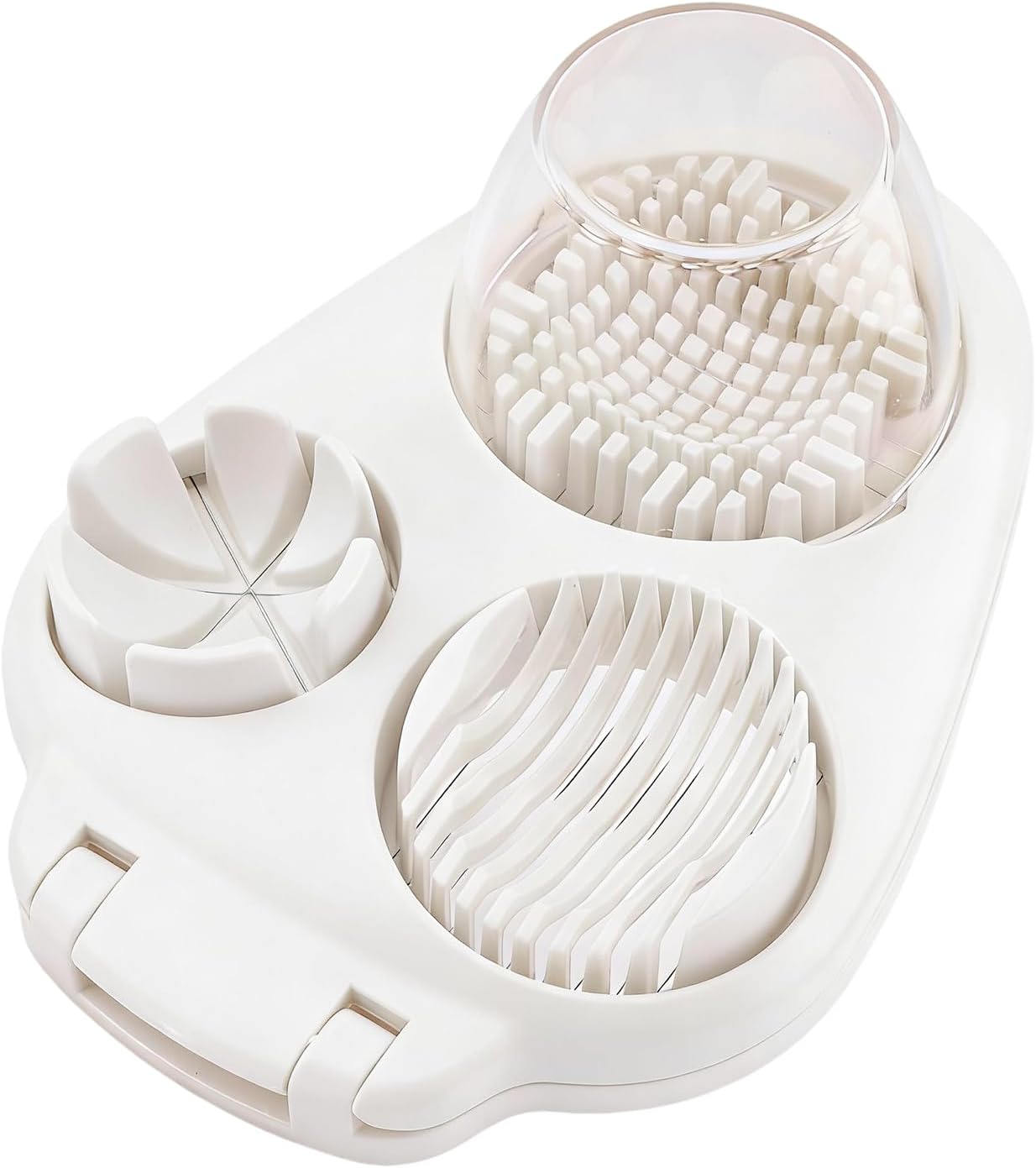 3 in 1 Boiled Egg Slicer, Manual Egg Cutter with 3 Slice Modes, Stainless Steel Kitchen Gadget for Hard Boiled Eggs, Butter, Strawberry, Tomato, Cheese, Easy to Clean & Store (COLOR:White)