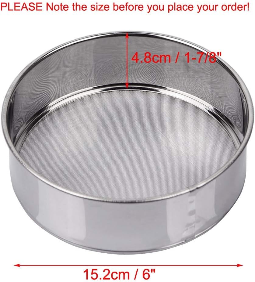 Flour Sifter for Baking - Stainless Steel 40 Mesh Small Tamis 6inch Round Sifter,Mini Fine Mesh Flour Sieve(6 Inch, 40m Mesh)