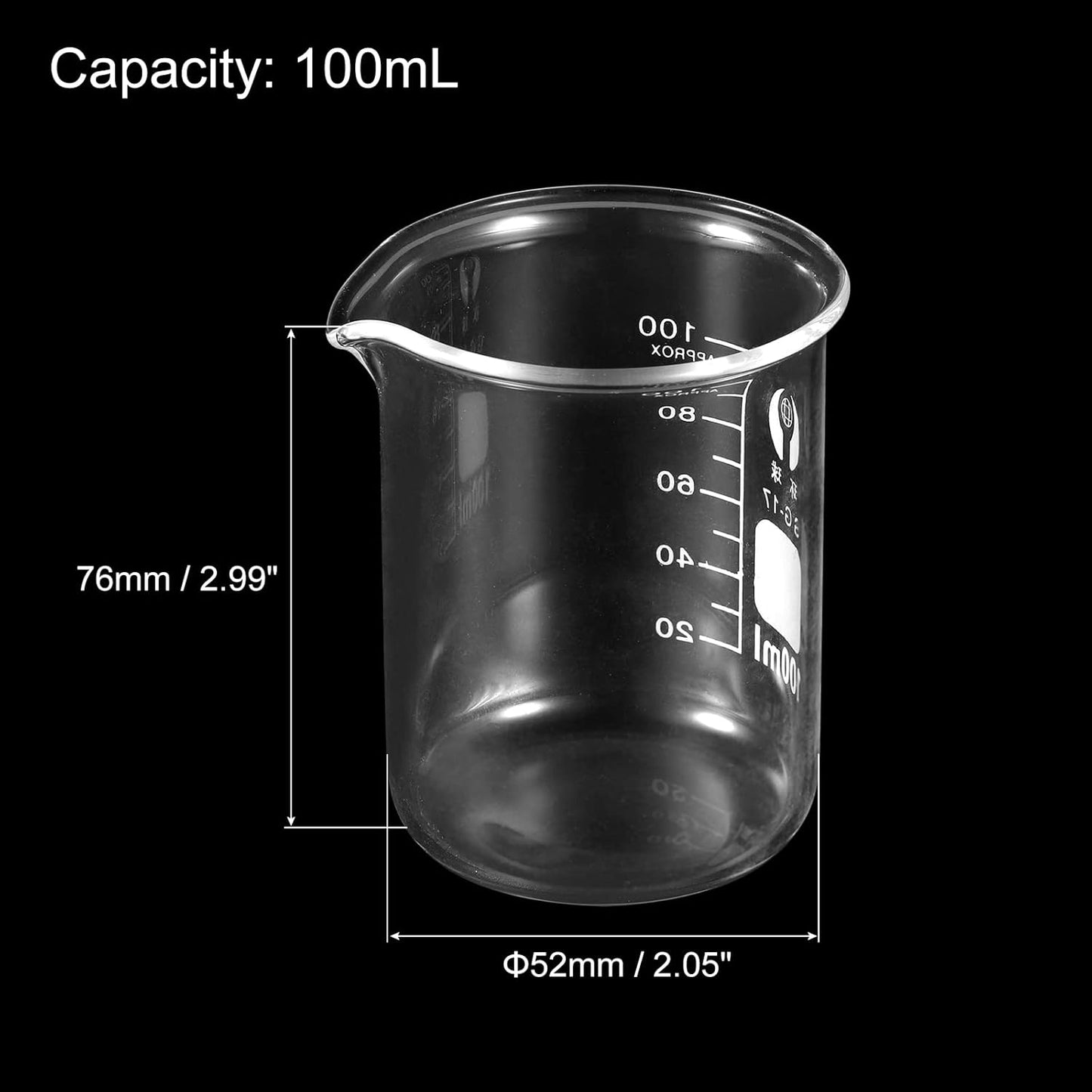 PATIKIL 3Pcs 10ml Low Form Glass Beaker, 3.3 Borosilicate Glass Graduated Printed Scale Measuring Cups with Spout for Kitchen Lab Liquids