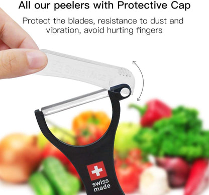 Original Swiss Made Peeler Vegetable&Fruits stainless steel blade Peeler for kitchen (BLACK-Thick skin Peeler)