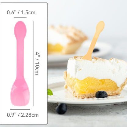 yuntop 100PCS Tasting Spoons Ice Cream Dessert Taster Spoons Plastic Mini Spoons Disposable Dessert Spoons for Miniature Dessert Cups, Sampling, Small Catering Supplies, Tasting Party (Clear)