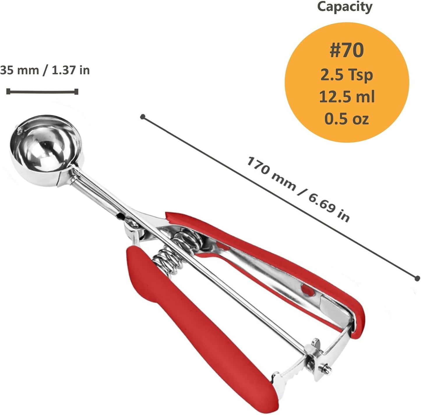 Cookie Scoop, Ice Cream Scoop, 1Tbsp/15 ml/0.5oz Cookie Scoops for Baking, 18/8 Stainless Steel Cookie Scooper for Baking, Ice Cream Scooper with Trigger Release, Cookie Dough Scoop with Non-slip Grip