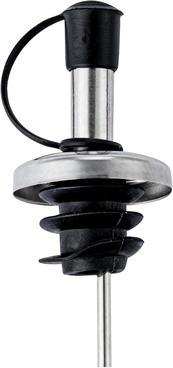 Restaurantware RW Base 16.9 Ounce Olive Oil Dispenser 1 Kitchen Oil Dispenser Bottle - With Stainless Steel Pourer Non-Leaking Black Glass Olive Oil Pourer For Cooking Or Salad Dressings