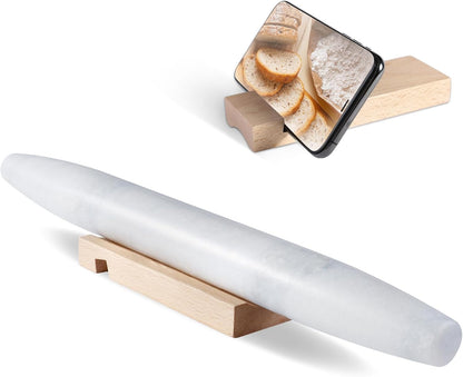 Koville African Natural Marble Rolling Pin, Non-Stick Polished Dough Roller, Pasta, Dumpling, Fondant, Pie Crust, Bread, Pizza Dough, Kitchen Baking Pastry Tools with Mat/Scraper（Namib Fantasy）