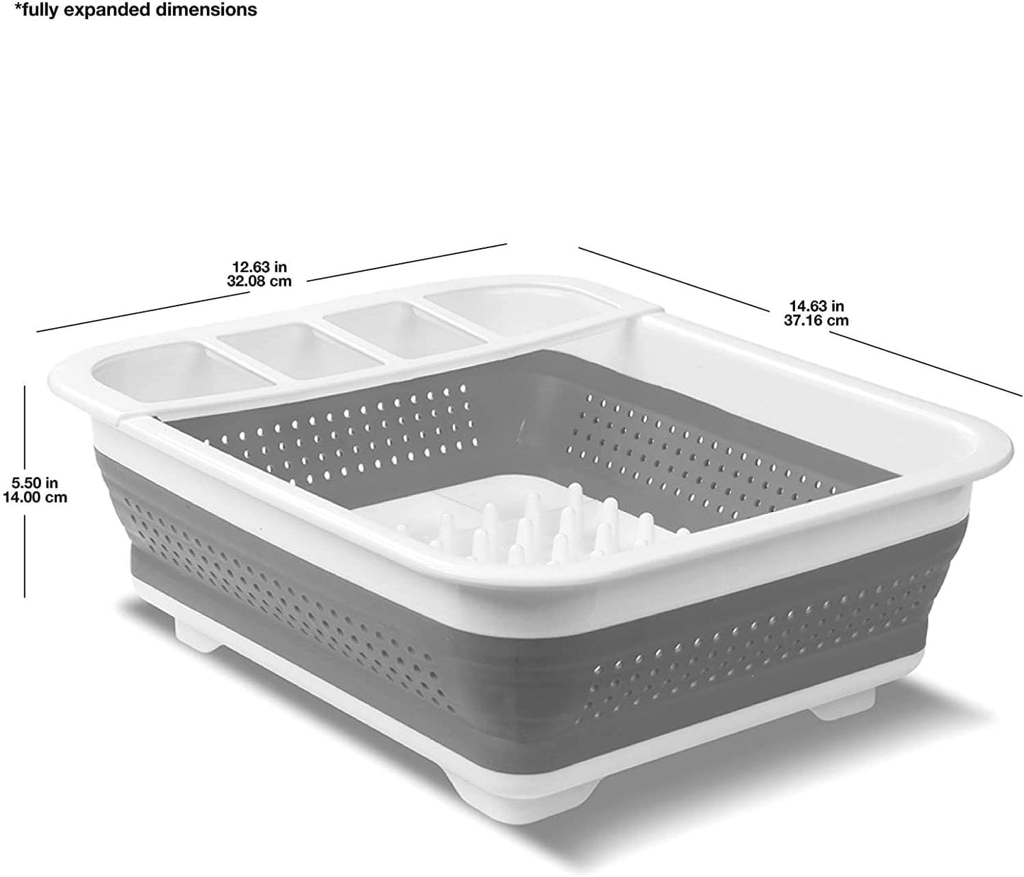 madesmart Collapsible Wash Basin, Foldable Sink Basin for Washing Dishes, Bowls, Cutlery & Produce, Space-Saving Pop-Up Design with Easy-Grip Handles, Portable Kitchen & Camping Basin, White