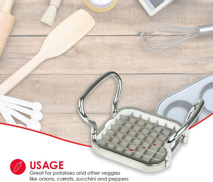 French Fry Cutter By Home Basics, French Fry Cutter Stainless Steel French Fry Slicer | With Easy Grip Handles,Silver