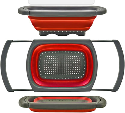 Colander collapsible,Collapsible strainer,Colander Strainer Over, Vegetables & Fruits – Over The Sink Strainer,Strainers (6 Quart) with Extendable Handles,Kitchen Essentials (green)
