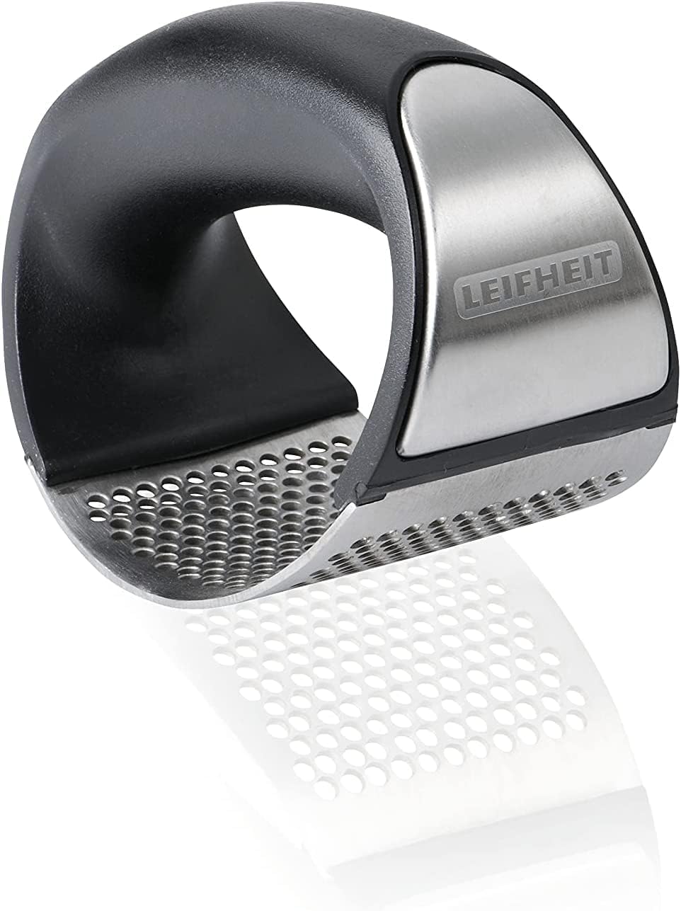 Leifheit Garlic-King Proline Garlic Press Rocker, Time Saving, Durable Strong Mincer Tool - Easy to Use & Clean Crusher, Dishwasher Safe, Kitchen Gadget Smasher, Black/Silver
