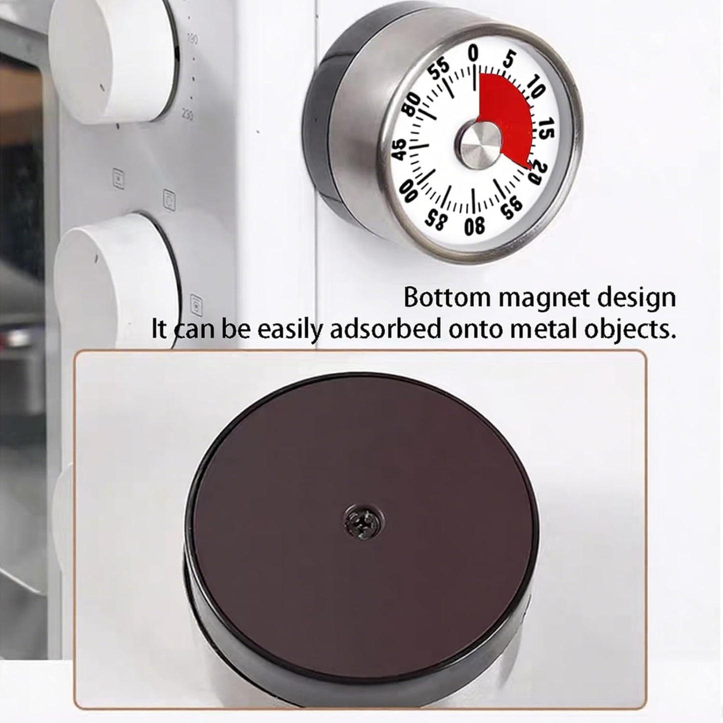 Digital Kitchen Timer for Cooking, Loud Alarm, Magnetic Back, Black and Silver (darkblack-t)