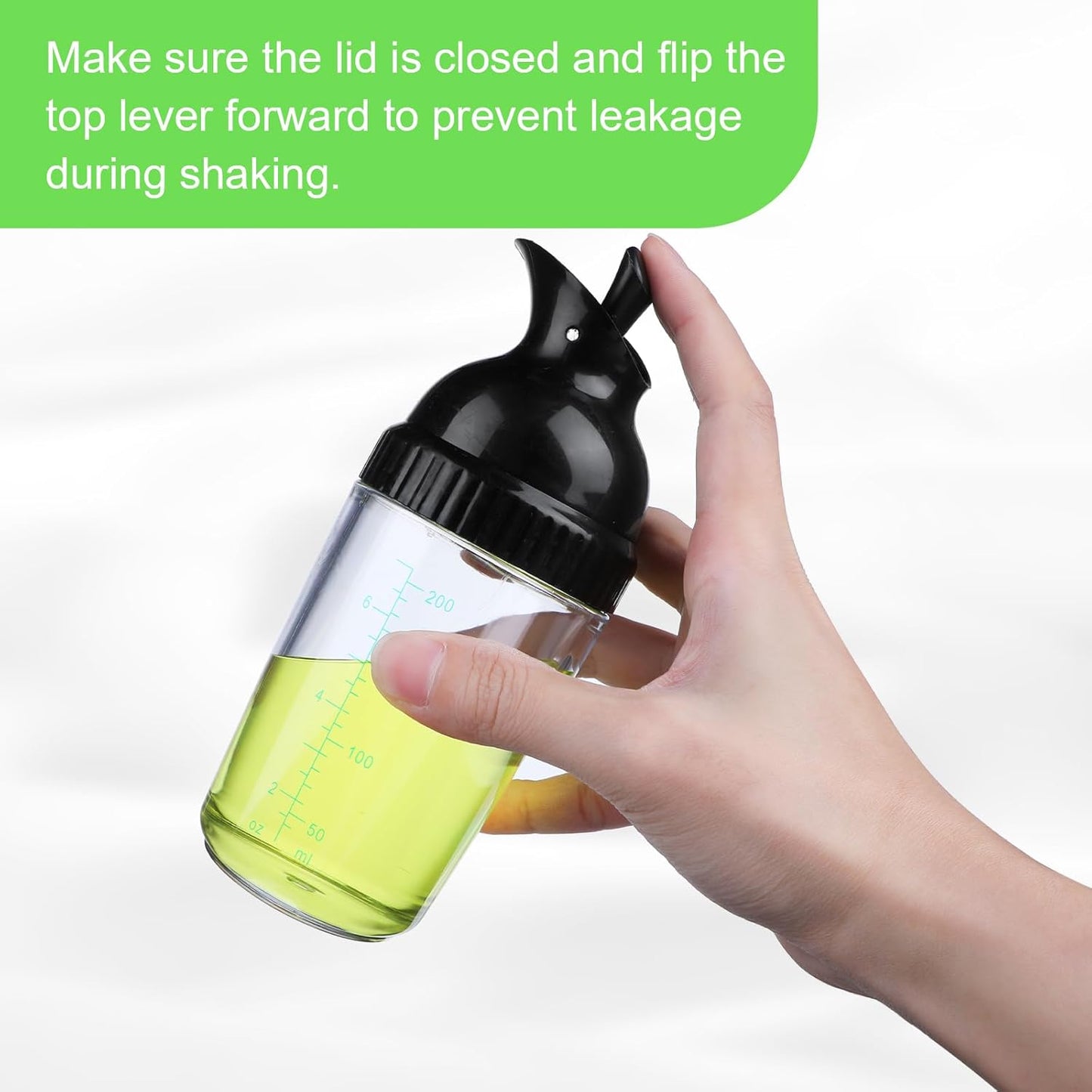 Lemecima 3 Pack Salad Dressing Shaker Container, Homemade Salad Dressing Bottle Mixer Measure,Dripless Pour, Soft Grip, BPA Free