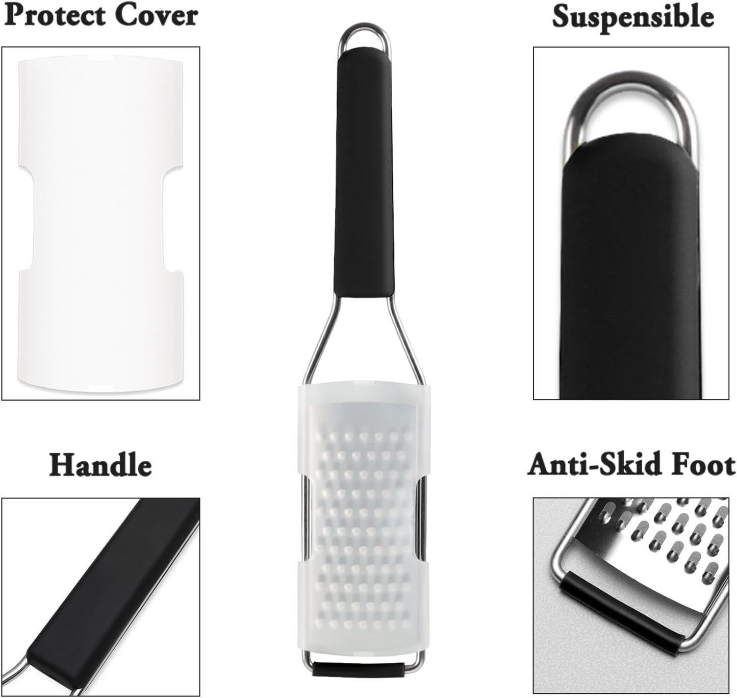 Cambom Lemon & Citrus Zester, Cheese Graters with Stainless Steel Sharp Blade for Parmesan Cheese, Ginger, Garlic, Nutmeg, Chocolate, Vegetables, Fruits, Dishwasher Safe Shredder Fine Blade