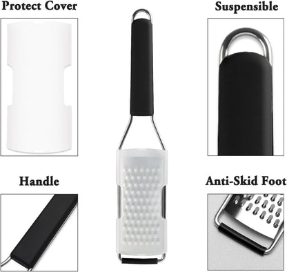 Cambom Lemon & Citrus Zester, Cheese Graters with Stainless Steel Sharp Blade for Parmesan Cheese, Ginger, Garlic, Nutmeg, Chocolate, Vegetables, Fruits, Dishwasher Safe Shredder Fine Blade