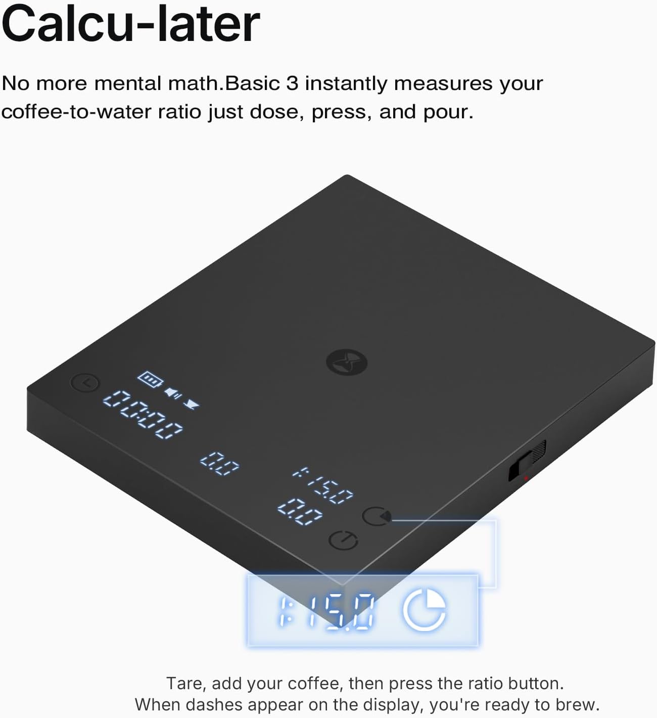 TIMEMORE Coffee Scale Basic 2.0 Electronic Espresso Scale with Water Flow Rate and Timer Function, Free Switching of Ounce/kg Units, Digital Scale for Kitchen/Baking/Cooking, Black