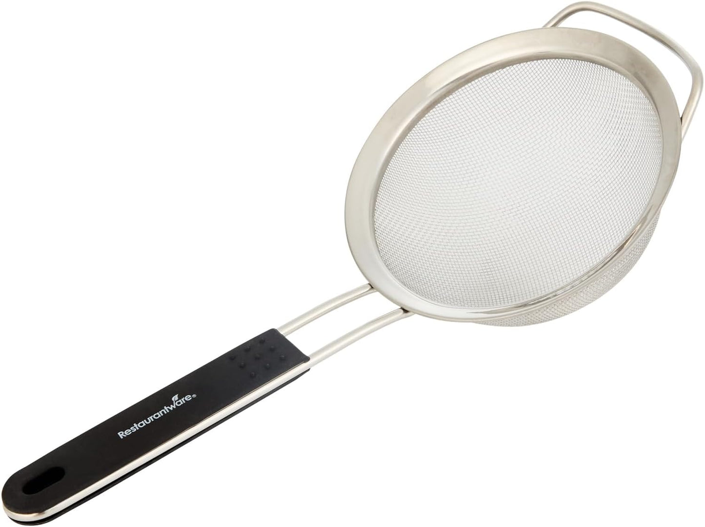Restaurantware Fine Mesh Strainer Set of 3 Different Sizes with Silicone Handle Stainless Steel Extra Fine Mesh Strainer Heat-Resistant Handle Dishwasher-Safe for Rice, Quinoa, Pasta