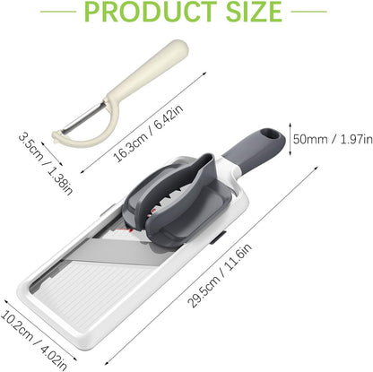 Multi Handheld Mandoline Slicer - Adjustable Stainless Steel Blade, Slicer Vegetable Cutter with Comfort Grip, Safety Features, Easy to Clean, Slicers for Fruits and Vegetables