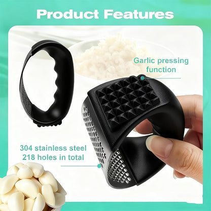 Garlic Presser Set, 2026 Upgraded Stainless Steel Garlic Press Rocker Professional Kitchen Gadgets Garlic Mincer Garlic Crusher, Heavy Duty Mincer Tool Garlic Chopper Garlic Presser Mincer
