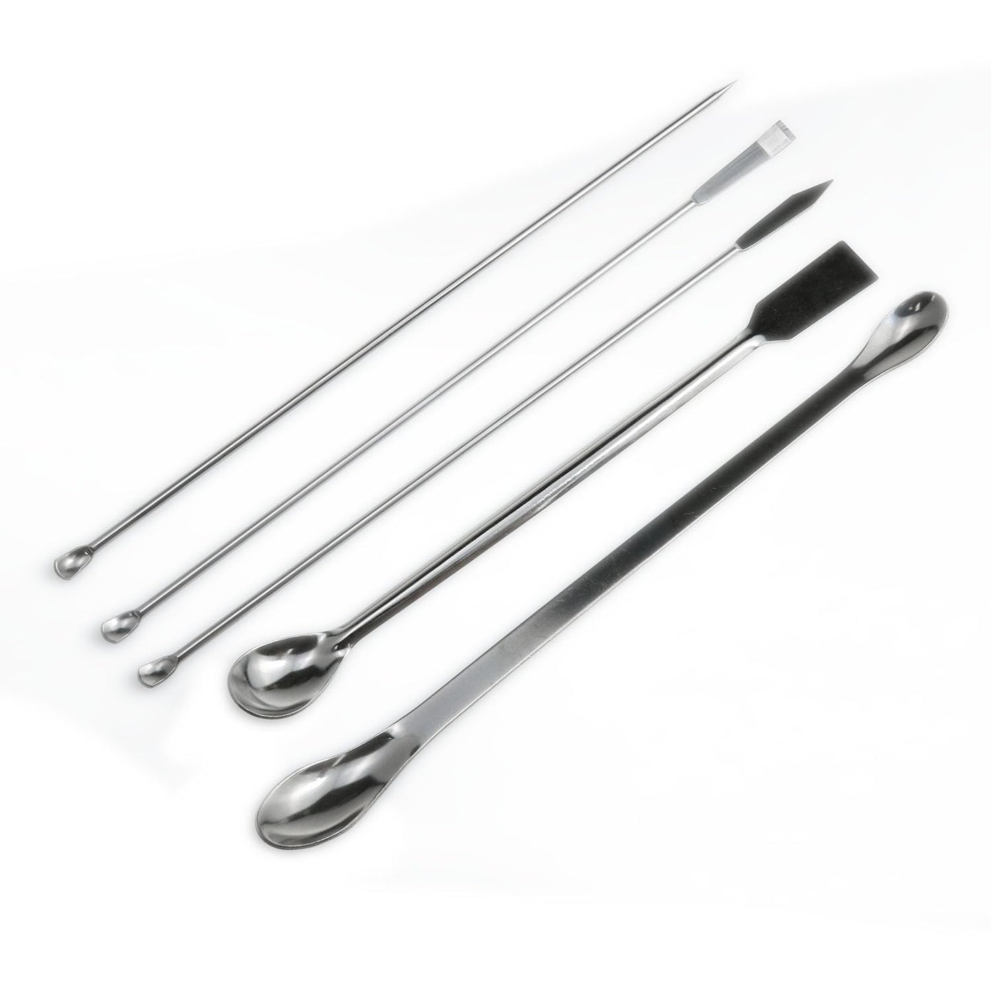 1 Set Stainless Steel Micro Lab Sampling Scoop Spatulas Combination Reagent Spoon Laboratory Supplies (Pack of 5)