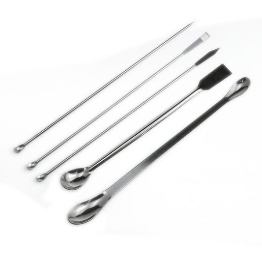 1 Set Stainless Steel Micro Lab Sampling Scoop Spatulas Combination Reagent Spoon Laboratory Supplies (Pack of 5)