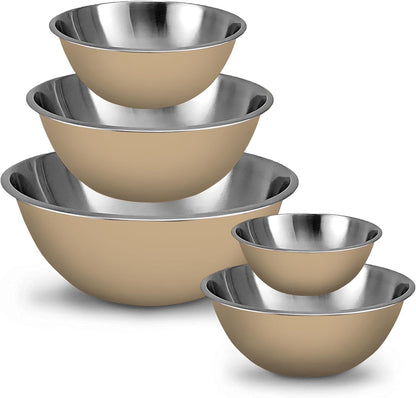 WHYSKO Meal Prep Stainless Steel Mixing Bowl (5-Piece Set) Home, Refrigerator, and Kitchen Food Storage Organizers | Ecofriendly, Heavy Duty, No Lids