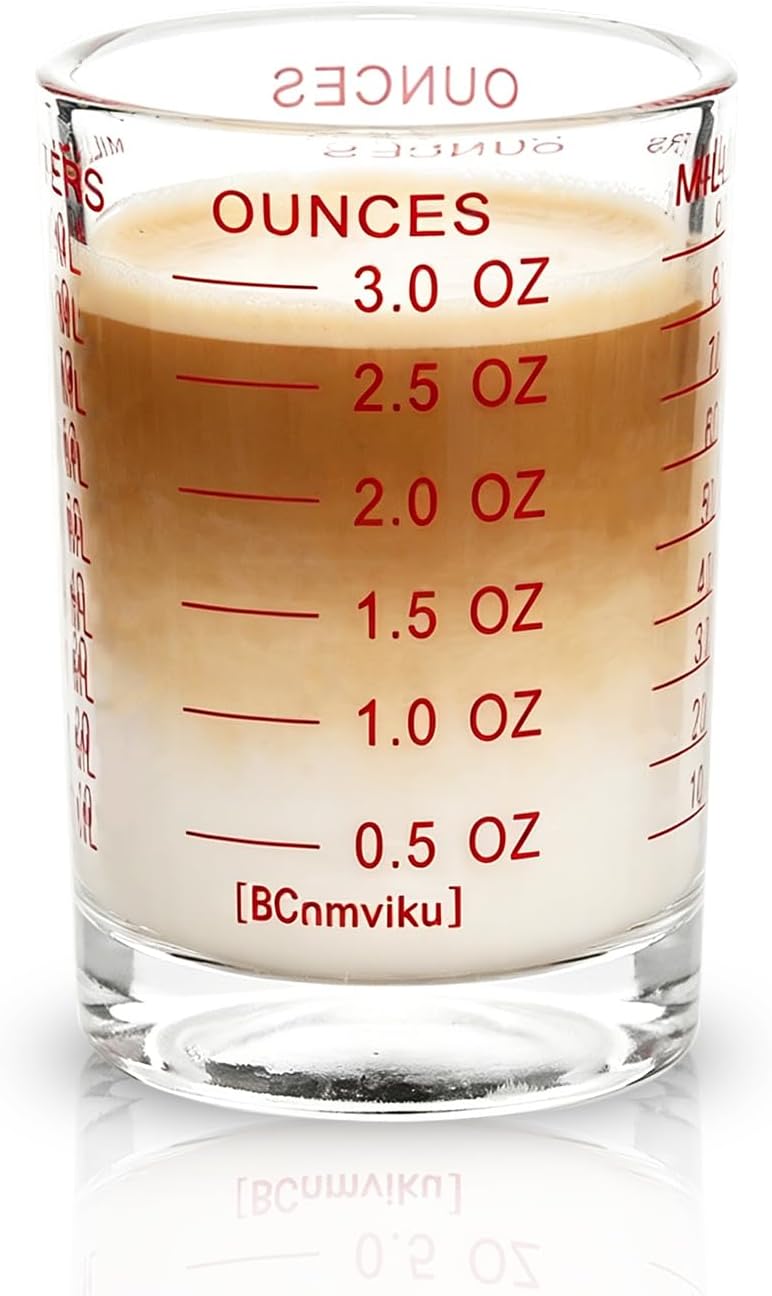BCnmviku 1 PACK Shot Glass Measuring Cup 3 Ounce/90ML Liquid Heavy High Espresso Glass Cup