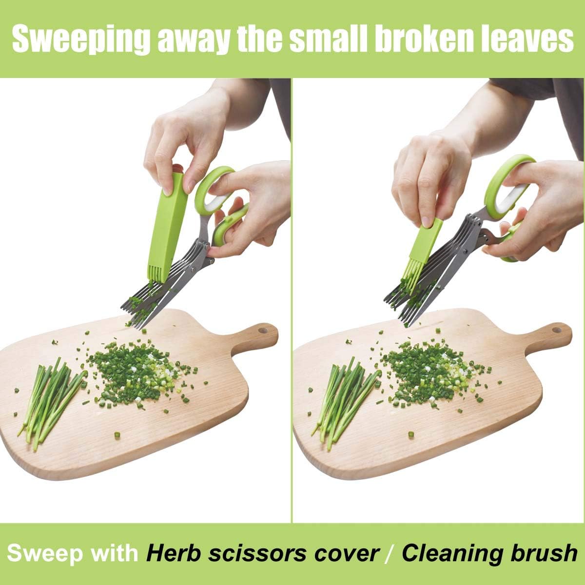 5 Blade Herb Scissors Kitchen Herb Shears Cutter Multipurpose Cutting Shear with 5 Stainless Steel Blades & Safety Cover & Cleaning Comb Salad Sizzors Cilantro Chive Parsley Onion Scissors (Black Red)