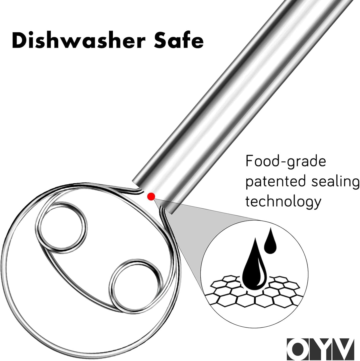 OYV 304 Stainless Steel Dough Whisk, Dishwasher Safe Danish Dough Whisk, Dutch Bread Whisk for Sourdough, Pizza, Pastry, Cake Batter, 12-inch Sourdough Tools